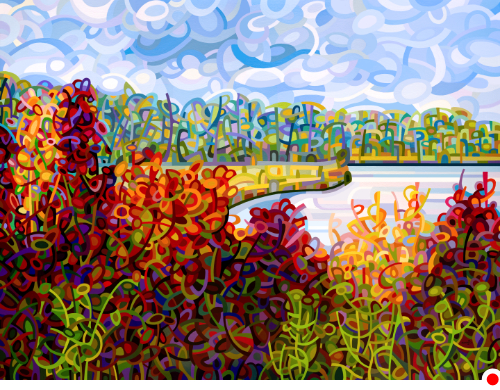 original abstract landscape painting of the end of summer