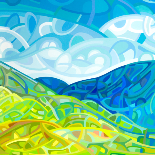 original abstract landscape painting ofthe Hong Kong landscape on a summer day