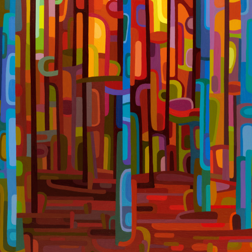 original abstract landscape painting colorful forest trees