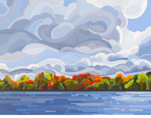 original abstract landscape painting of the end of summer