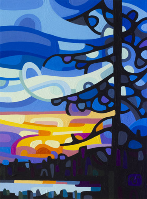 original abstract landscape study of a northern sunset