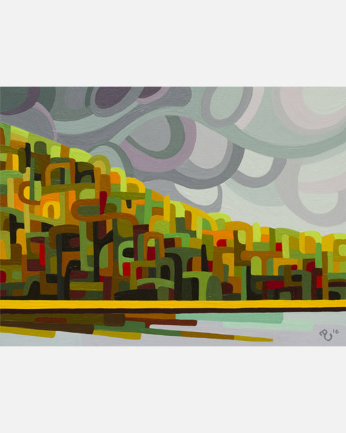 original abstract landscape study of grey fall lake