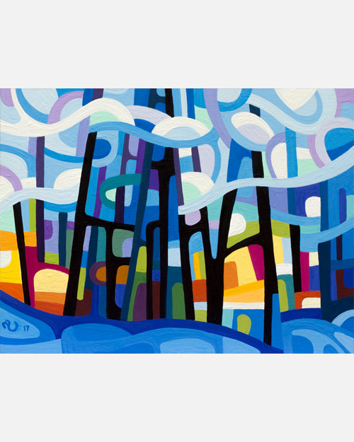original abstract landscape study of an early morning winter forest