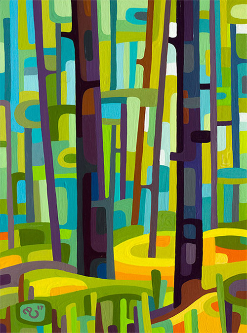 original abstract landscape study of a summer green forest