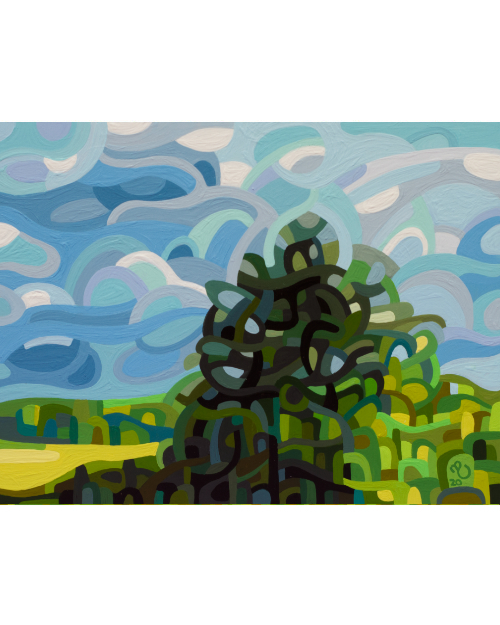 original abstract landscape painting study summer tree field
