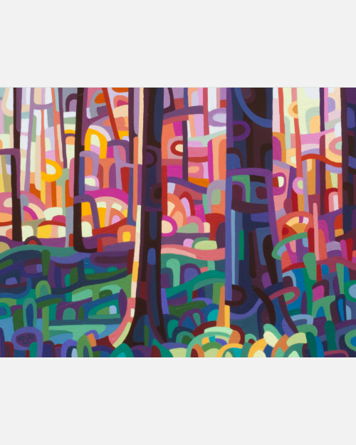 original abstract landscape painting study of a colourful forest