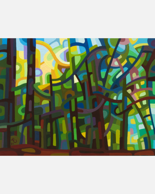 original abstract landscape dark green forest