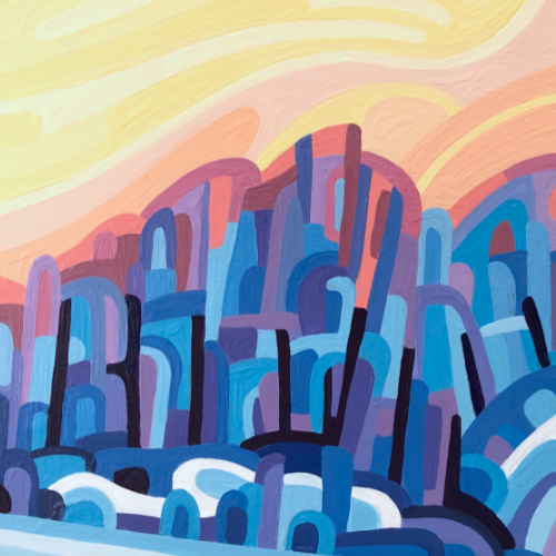 original abstract landscape painting study of a winter field 