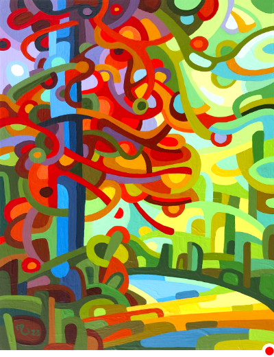 original abstract painting of an autumn forest