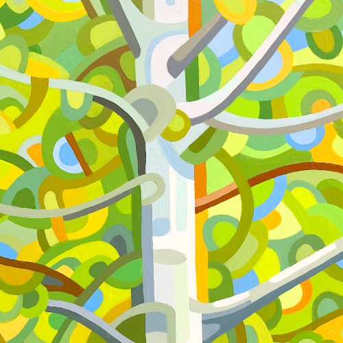 original abstract landscape painting study of a spring birch forest 