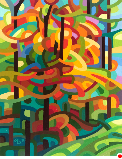 original abstract painting of an autumn forest