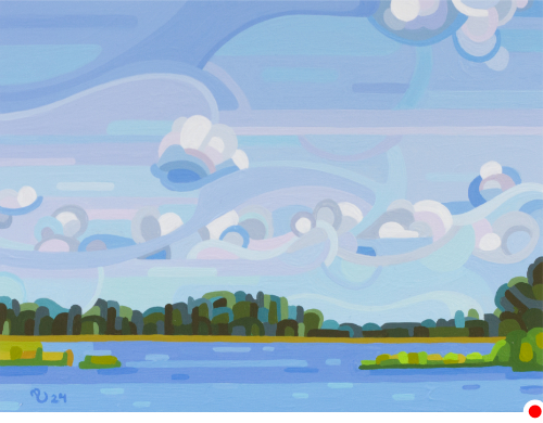 original abstract painting of summer wetlands