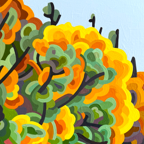 original abstract landscape painting study of a fall forest 