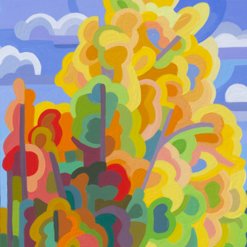 original abstract landscape painting study of a fall lake 