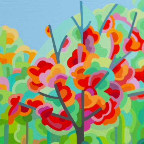 original abstract landscape painting study of an early fall tree 