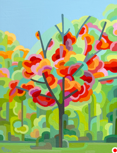 original abstract landscape painting study of an early fall day 