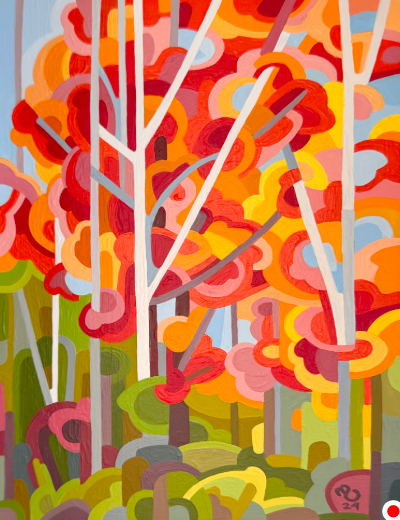 original abstract landscape painting study of a fall forest 
