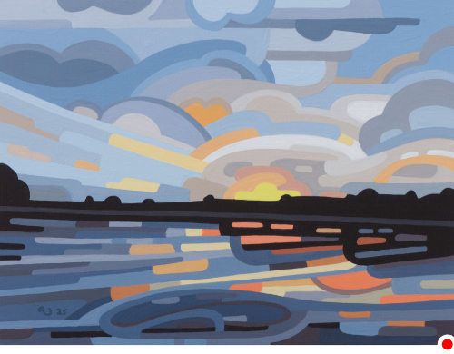 original abstract landscape painting study moody sunset