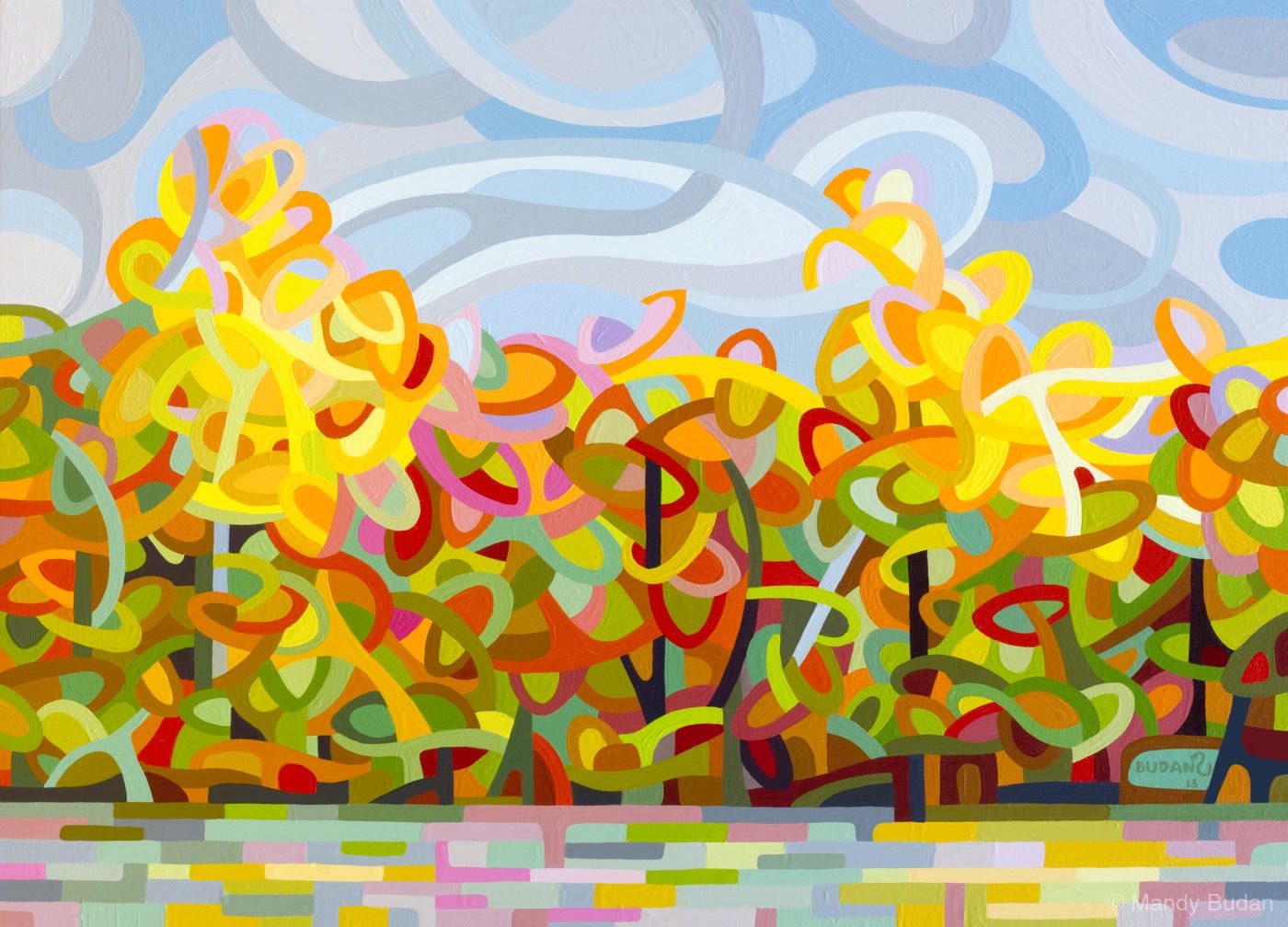 A fall day full of colour and exuberance, duly reflected by the placid lake. by Mandy Budan