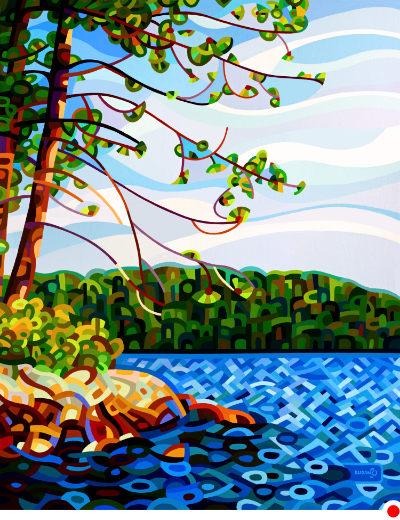 original abstract landscape painting of the view from Ontario cottage country